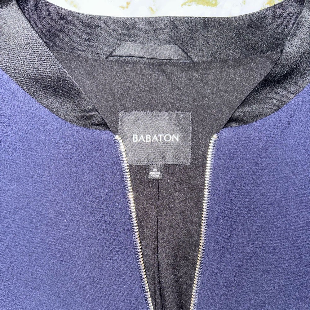 Aritzia Babaton Navy and Black silky bomber Jacket - Size M - Picture 8 of 10